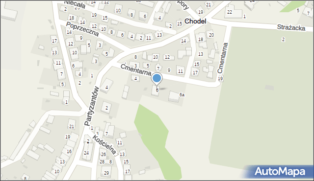 Chodel, Cmentarna, 6, mapa Chodel