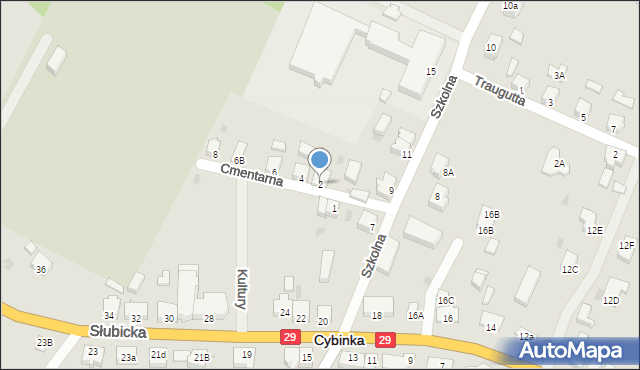 Cybinka, Cmentarna, 2, mapa Cybinka