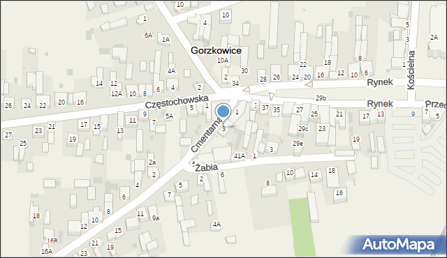 Gorzkowice, Cmentarna, 3, mapa Gorzkowice