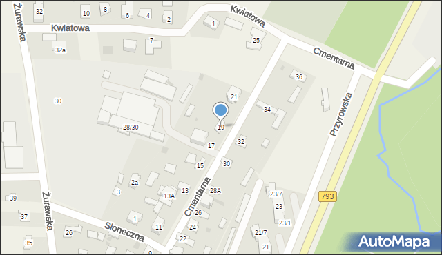 Janów, Cmentarna, 19, mapa Janów