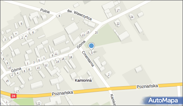 Kamionna, Cmentarna, 1, mapa Kamionna