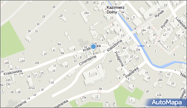 Kazimierz Dolny, Cmentarna, 4, mapa Kazimierz Dolny