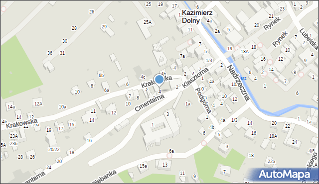 Kazimierz Dolny, Cmentarna, 4, mapa Kazimierz Dolny