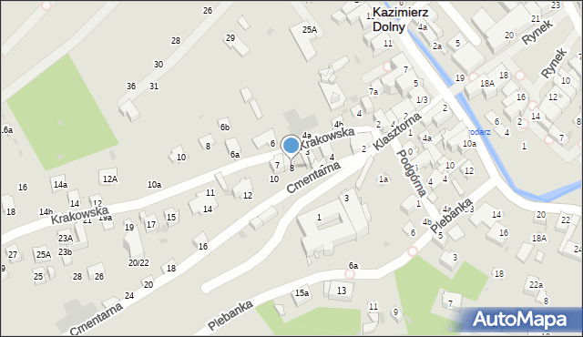Kazimierz Dolny, Cmentarna, 8, mapa Kazimierz Dolny