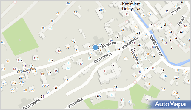 Kazimierz Dolny, Cmentarna, 8, mapa Kazimierz Dolny