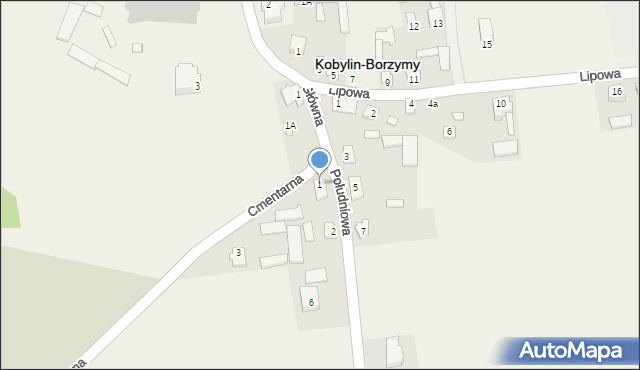 Kobylin-Borzymy, Cmentarna, 1, mapa Kobylin-Borzymy