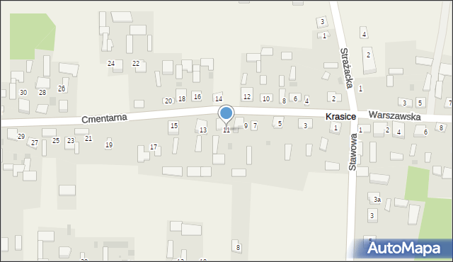 Krasice, Cmentarna, 11, mapa Krasice