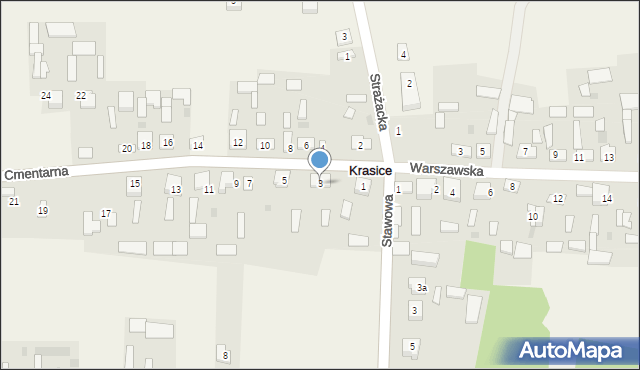 Krasice, Cmentarna, 3, mapa Krasice