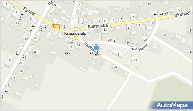 Krasnosielc, Cmentarna, 20, mapa Krasnosielc