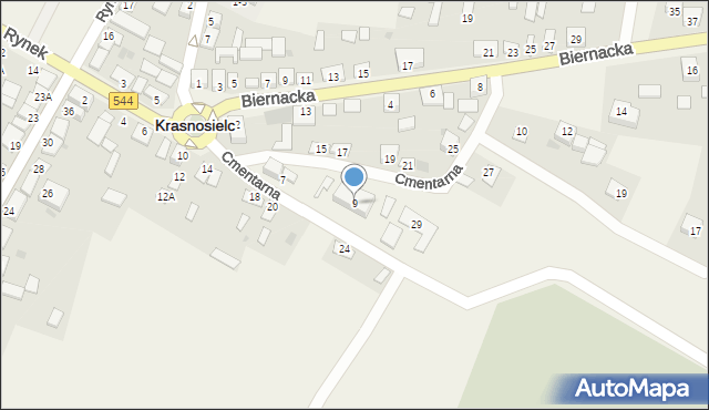 Krasnosielc, Cmentarna, 9, mapa Krasnosielc