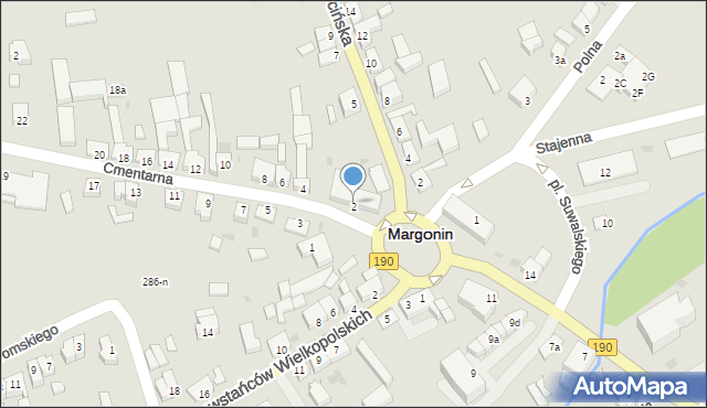 Margonin, Cmentarna, 2, mapa Margonin