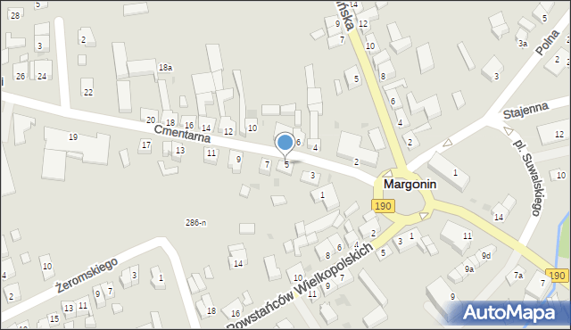 Margonin, Cmentarna, 5, mapa Margonin