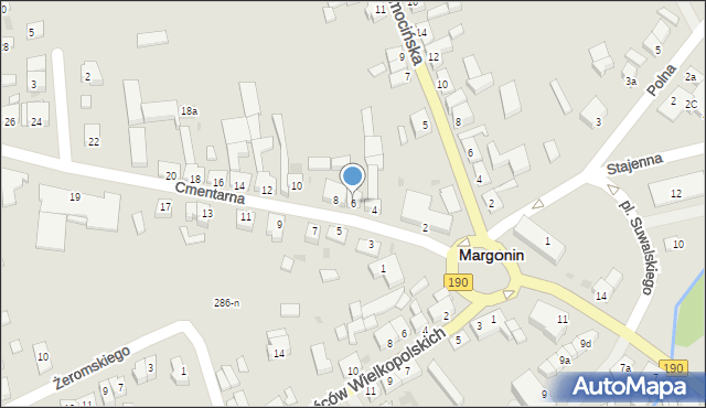 Margonin, Cmentarna, 6, mapa Margonin