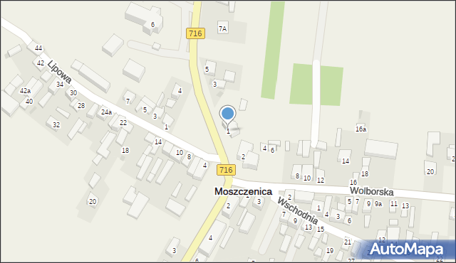 Moszczenica, Cmentarna, 1, mapa Moszczenica