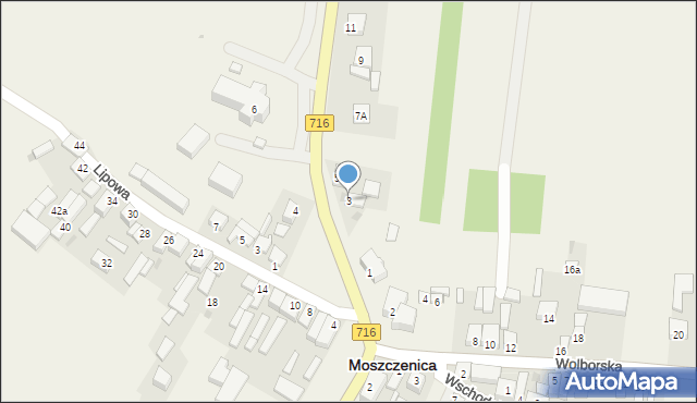 Moszczenica, Cmentarna, 3, mapa Moszczenica