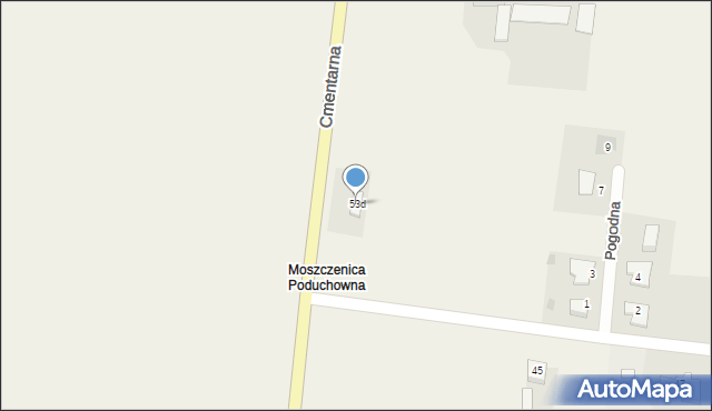 Moszczenica, Cmentarna, 53d, mapa Moszczenica