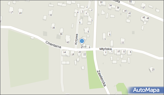 Myszków, Cmentarna, 47, mapa Myszków