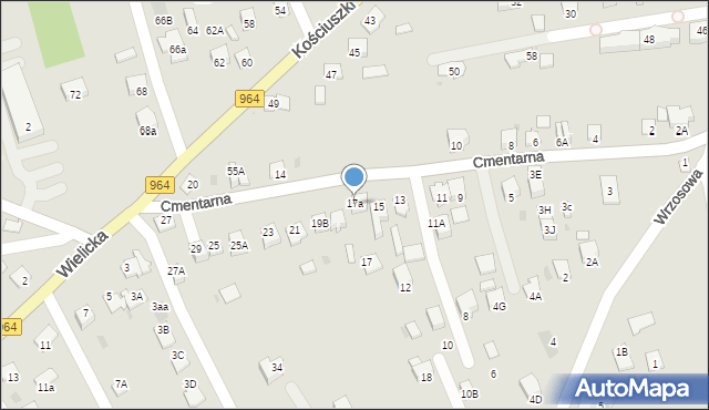 Niepołomice, Cmentarna, 17a, mapa Niepołomice