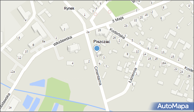 Piszczac, Cmentarna, 1, mapa Piszczac