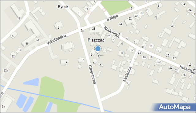 Piszczac, Cmentarna, 3, mapa Piszczac