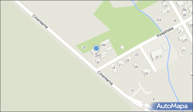 Poznań, Cmentarna, 22, mapa Poznania