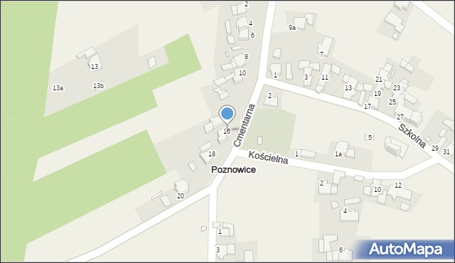 Poznowice, Cmentarna, 16, mapa Poznowice