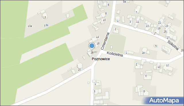 Poznowice, Cmentarna, 18, mapa Poznowice