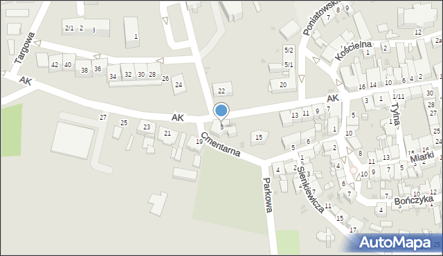 Pyskowice, Cmentarna, 3, mapa Pyskowice