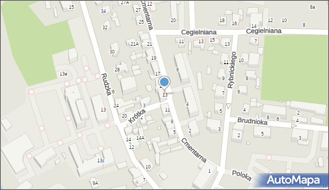 Rybnik, Cmentarna, 13, mapa Rybnika