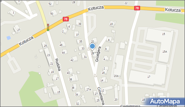 Rybnik, Cmentarna, 18, mapa Rybnika