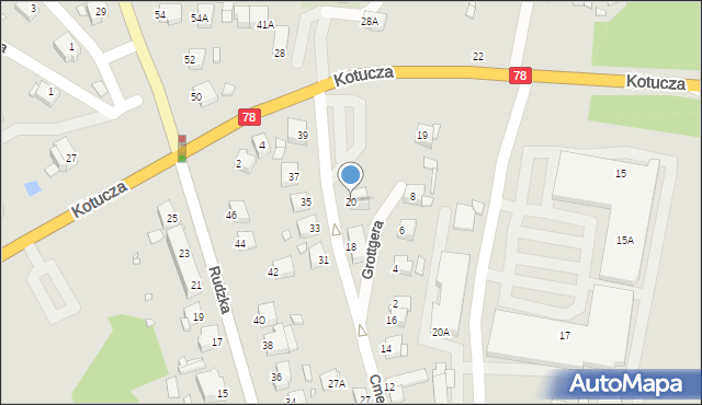 Rybnik, Cmentarna, 20, mapa Rybnika