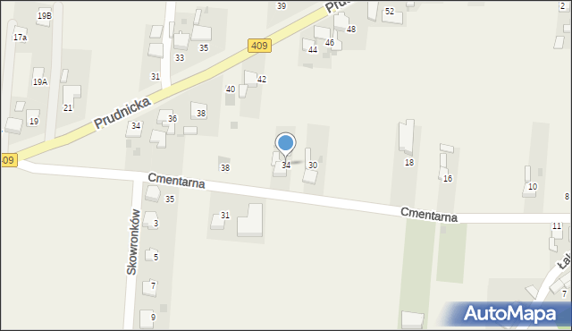 Steblów, Cmentarna, 34, mapa Steblów