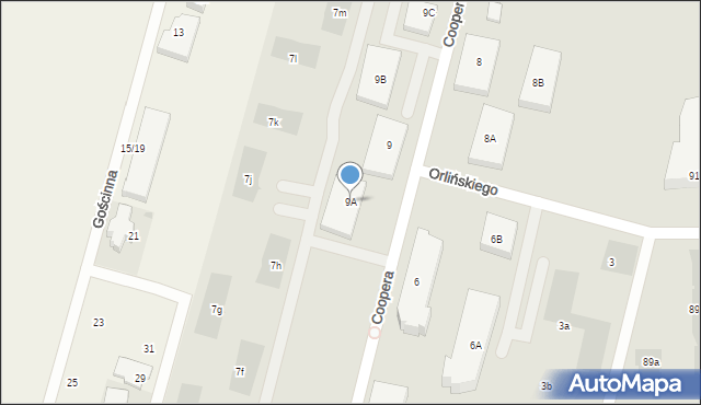 Warszawa, Coopera Meriana C., gen., 9A, mapa Warszawy