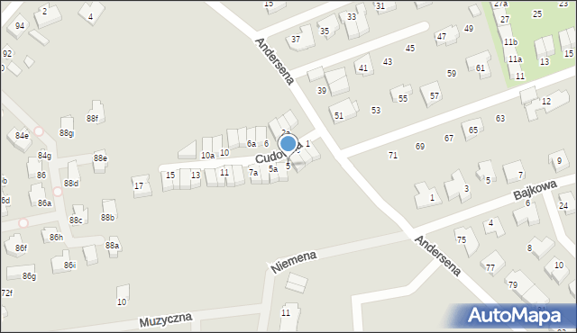 Szczecin, Cudowna, 5, mapa Szczecina