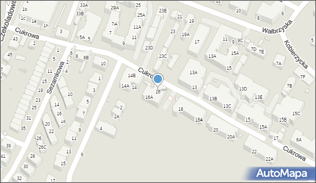 Wrocław, Cukrowa, 16, mapa Wrocławia