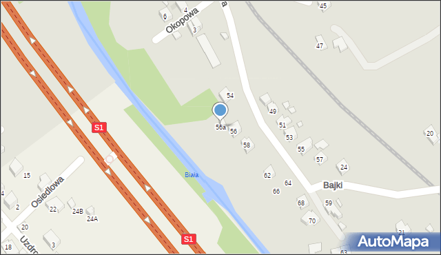 Bielsko-Biała, Cyprysowa, 56a, mapa Bielsko-Białej