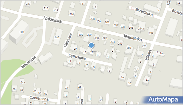 Bydgoszcz, Cytrusowa, 12, mapa Bydgoszczy