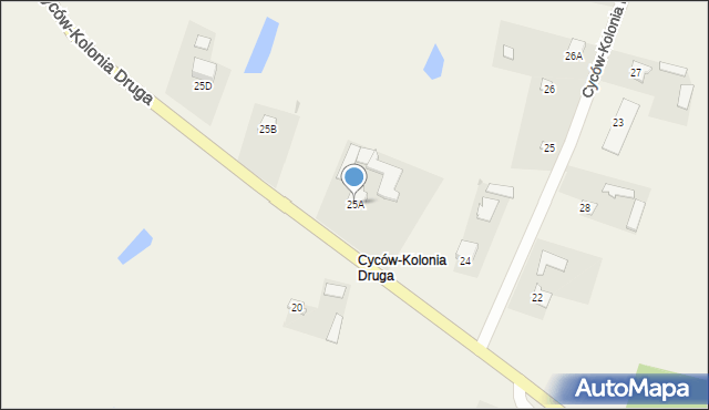 Cyców-Kolonia Druga, Cyców-Kolonia Druga, 25A, mapa Cyców-Kolonia Druga