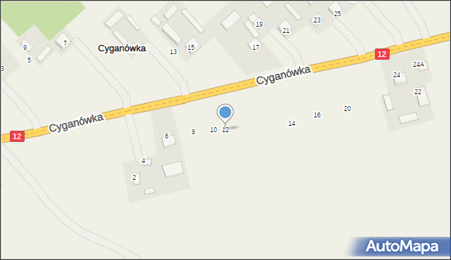 Cyganówka, Cyganówka, 12, mapa Cyganówka