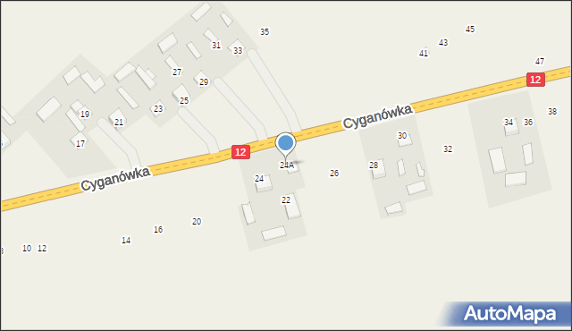 Cyganówka, Cyganówka, 24A, mapa Cyganówka