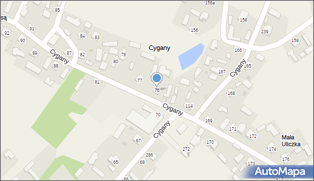 Cygany, Cygany, 76, mapa Cygany