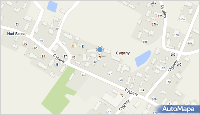 Cygany, Cygany, 78, mapa Cygany