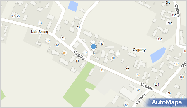 Cygany, Cygany, 82, mapa Cygany