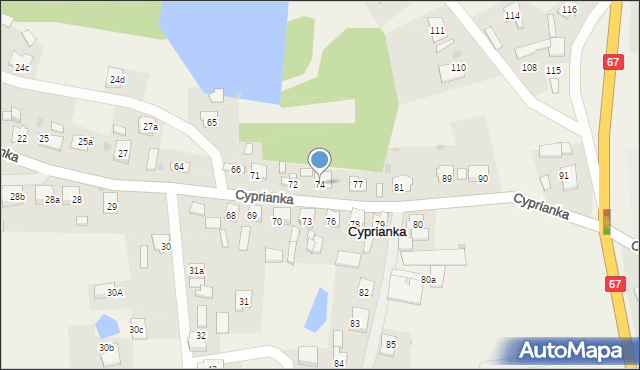 Cyprianka, Cyprianka, 74, mapa Cyprianka