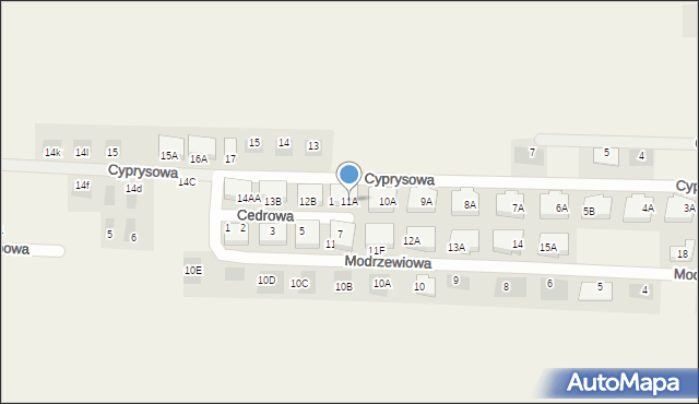Dąbcze, Cyprysowa, 11A, mapa Dąbcze
