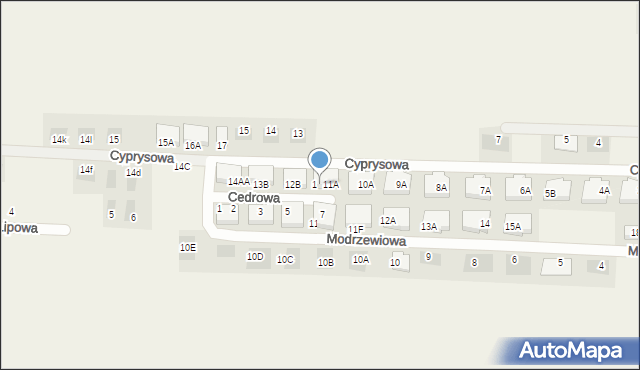 Dąbcze, Cyprysowa, 11B, mapa Dąbcze