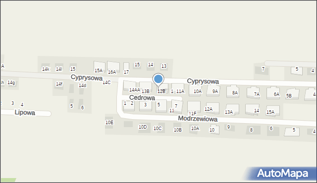 Dąbcze, Cyprysowa, 12BB, mapa Dąbcze