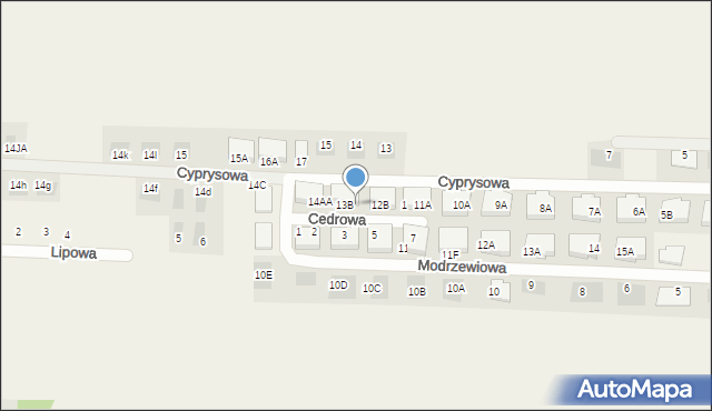 Dąbcze, Cyprysowa, 13AA, mapa Dąbcze
