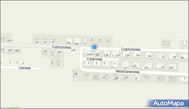 Dąbcze, Cyprysowa, 13BB, mapa Dąbcze