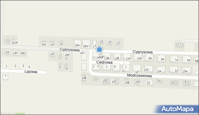Dąbcze, Cyprysowa, 14AA, mapa Dąbcze